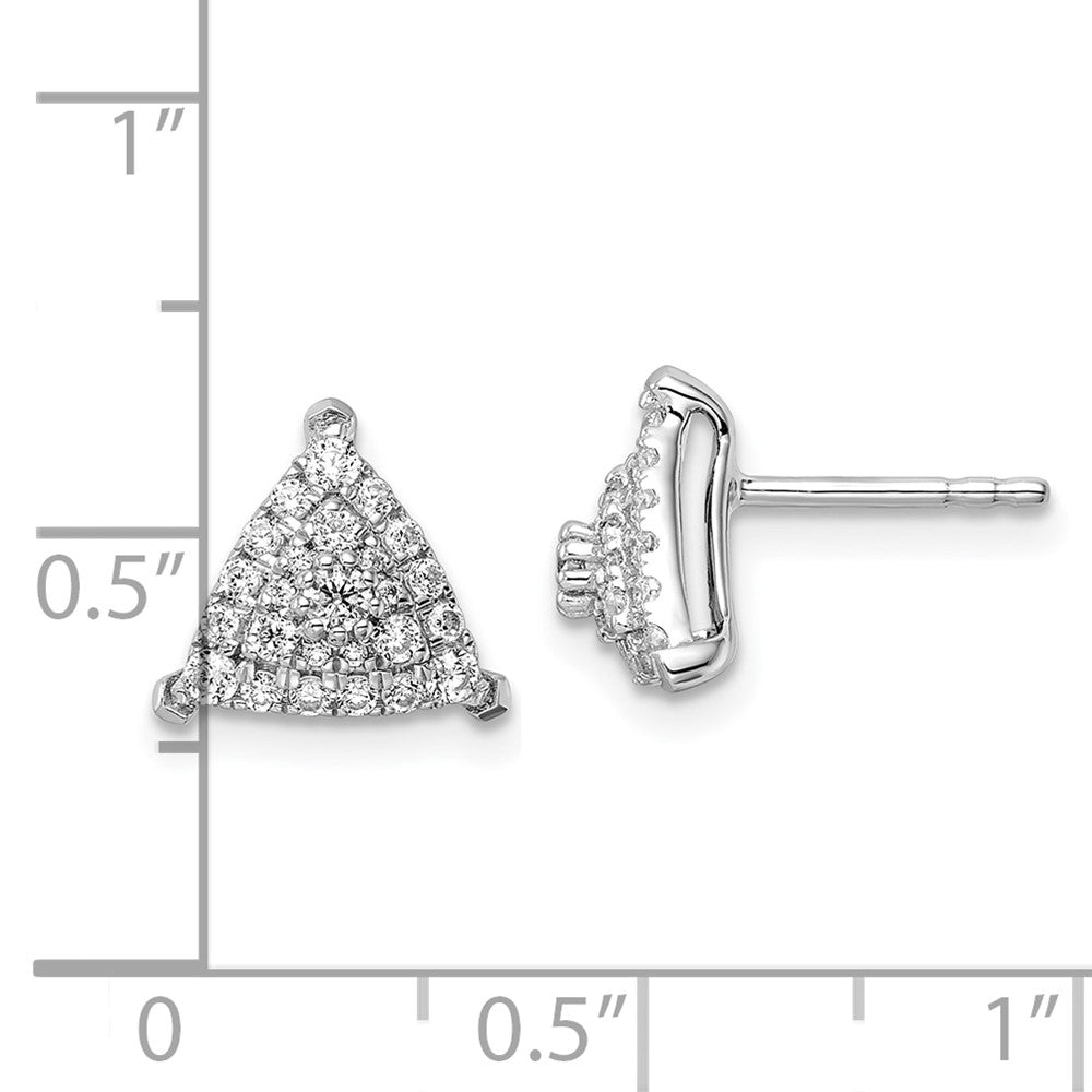 14k White Gold 1/2 Ct. Lab Grown Diamond VS/SI+ G+ Complete Triangle Cluster Post Earrings
