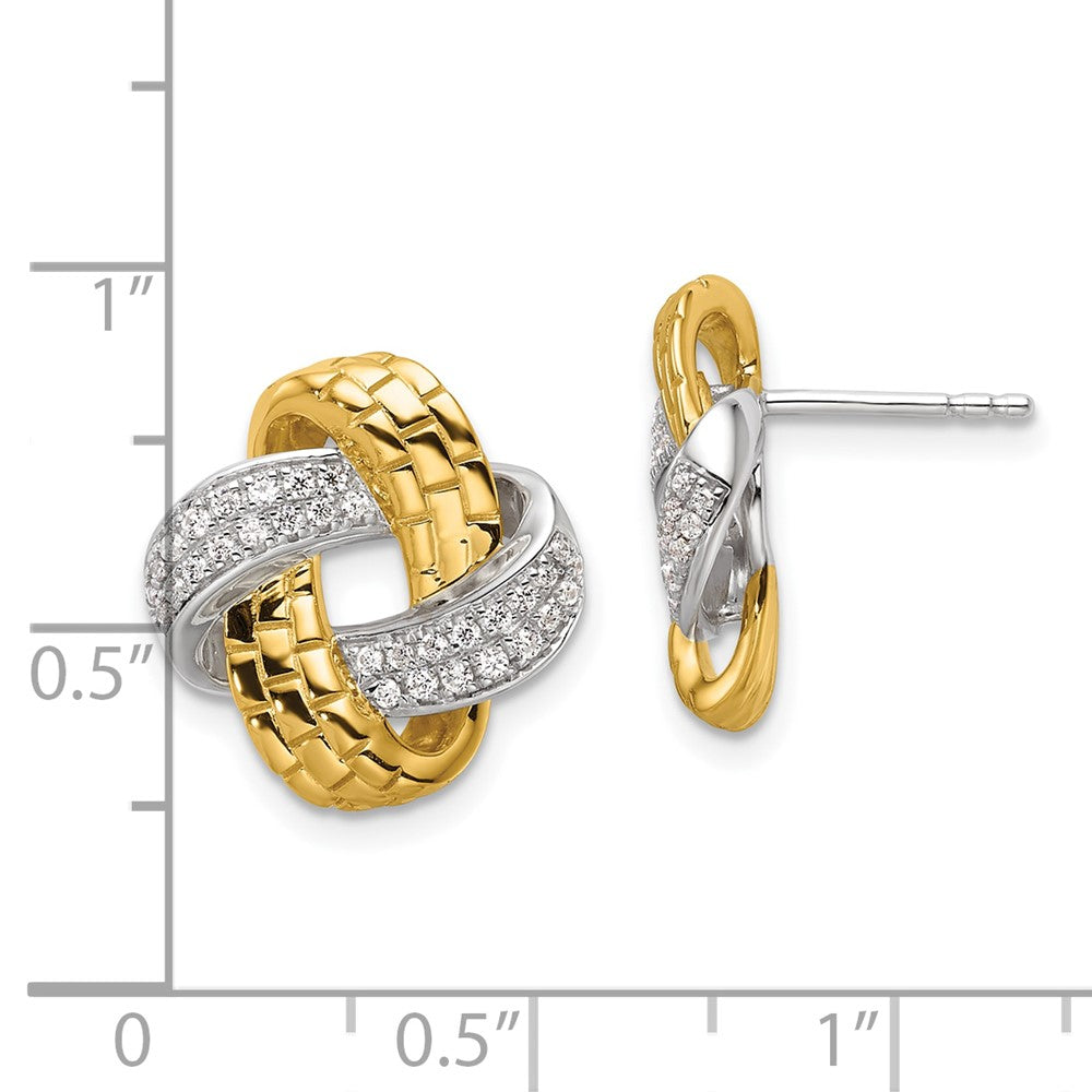 14K Two Tone 1/3 Carat Lab Grown Diamond Vs/Si+ G+ Love Knot Post Earrings