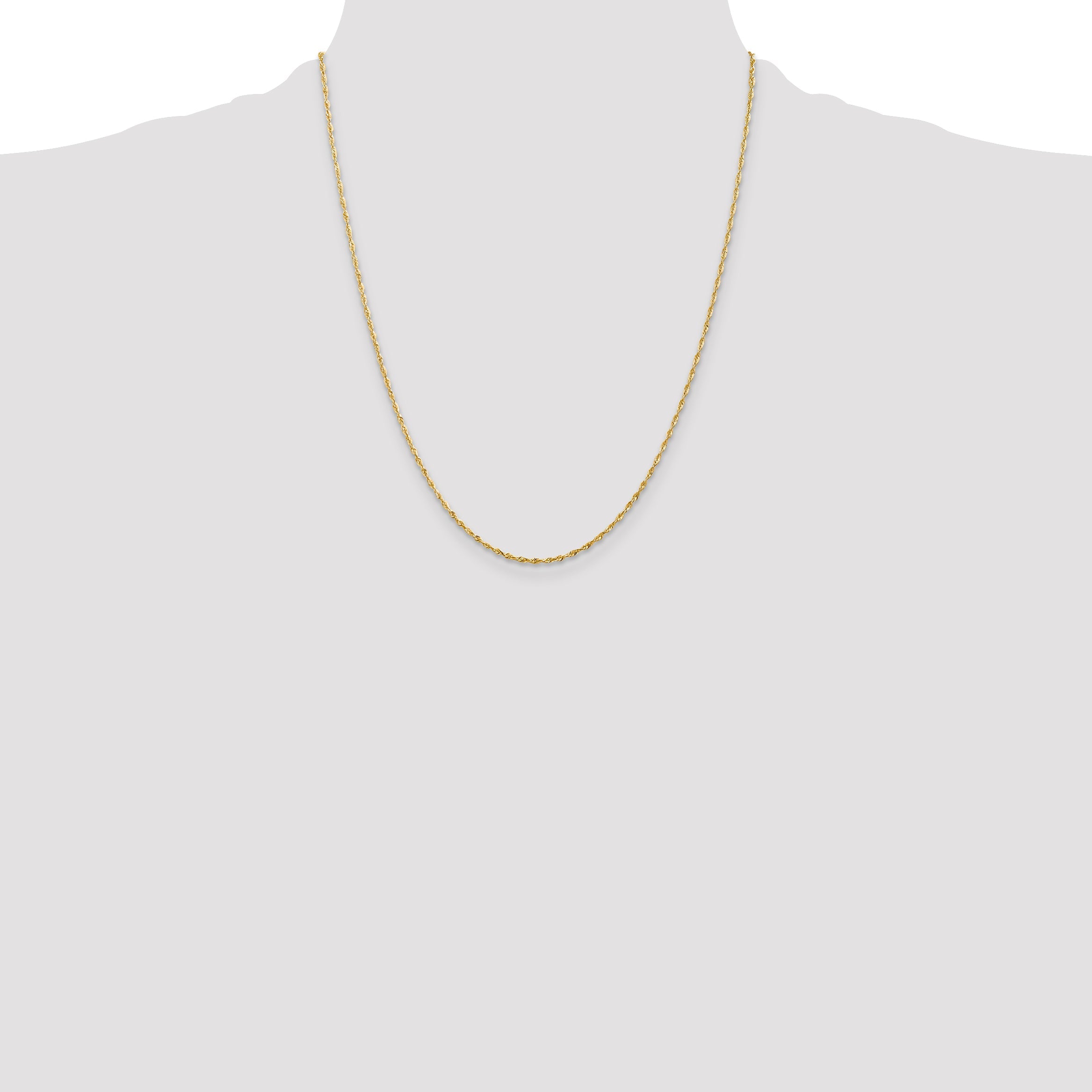 14K Yellow Gold 22 Inch 1.5mm Extra Light Diamond-Cut Rope With Lobster Clasp Chain Necklace