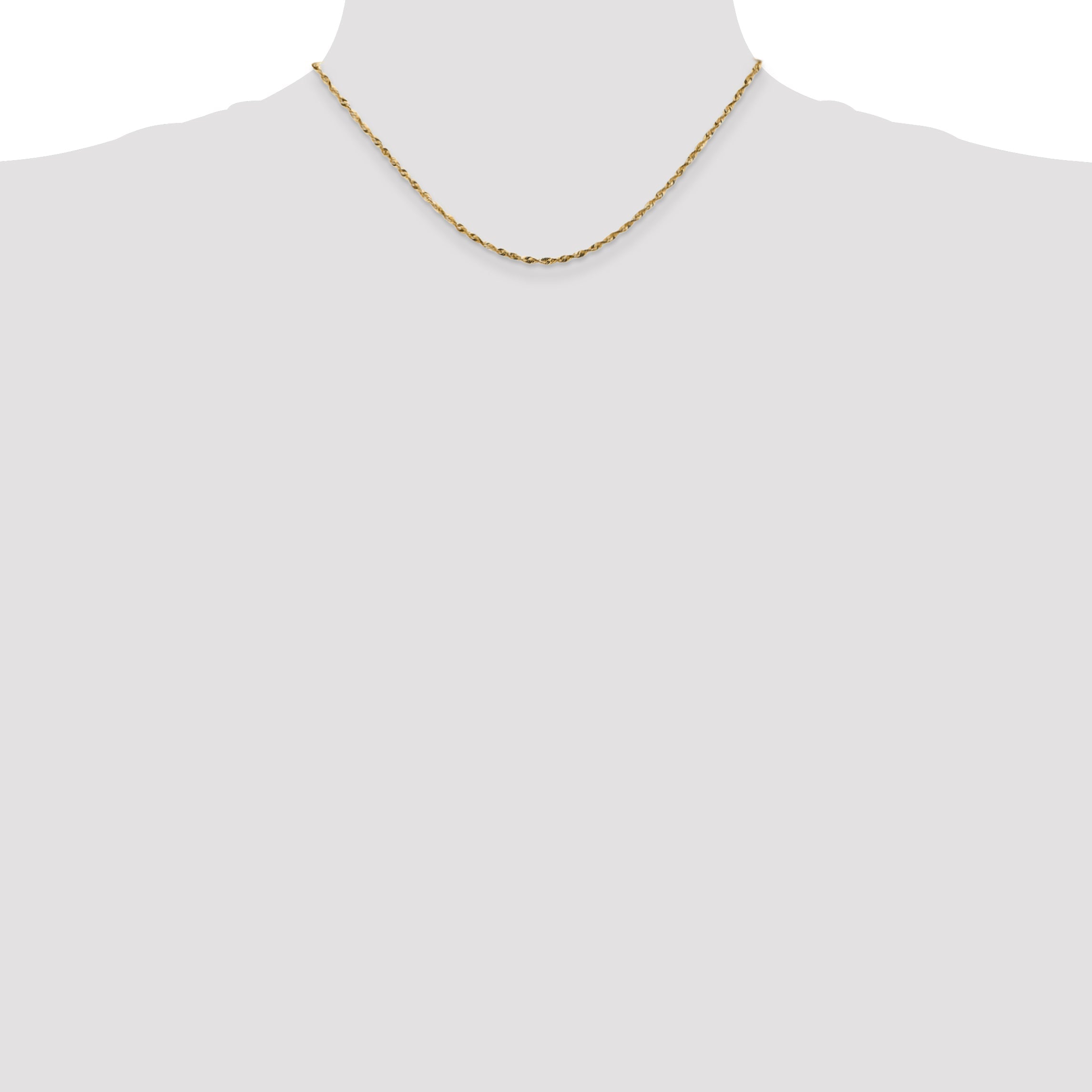 14K Yellow Gold 16 Inch 1.8mm Extra Light Diamond-Cut Rope With Lobster Clasp Chain Necklace