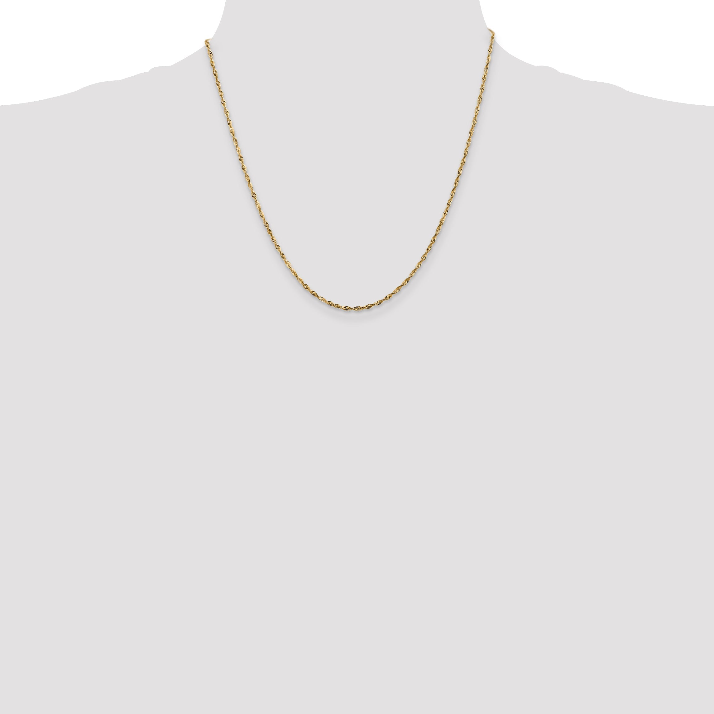14K Yellow Gold 20 Inch 1.8mm Extra Light Diamond-Cut Rope With Lobster Clasp Chain Necklace