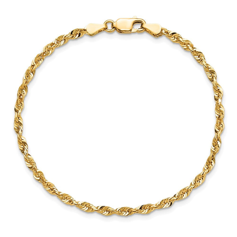 14K Yellow Gold 10 Inch 2.75mm Extra Light Diamond-Cut Rope With Lobster Clasp Anklet