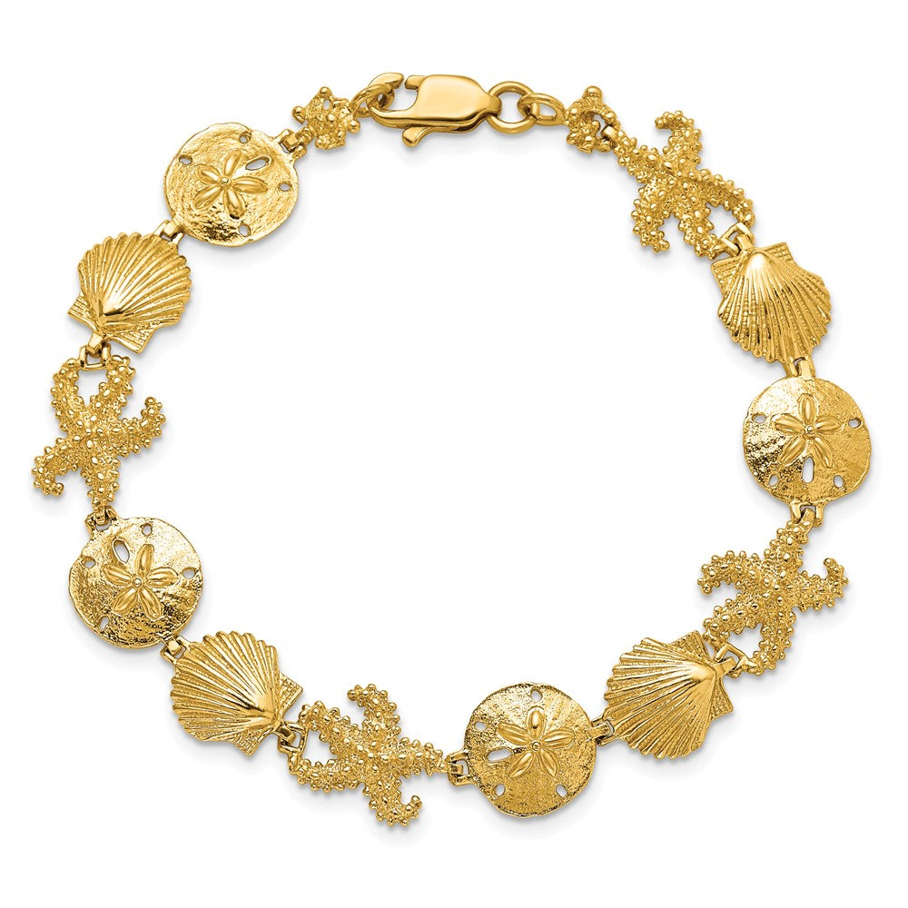 7.25 Inch 14K Seashell Theme Bracelet