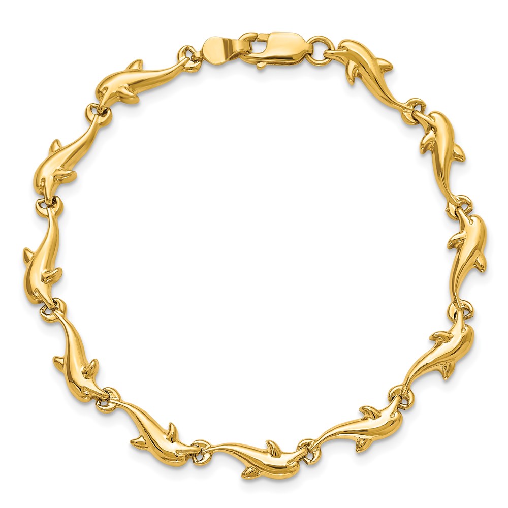 7 Inch 14K Dolphin Bracelet