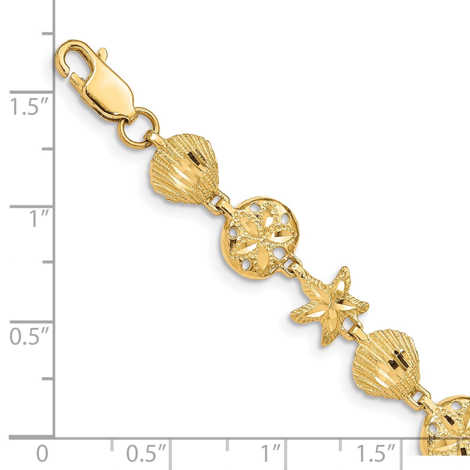7 Inch 14K Sea Life Bracelet