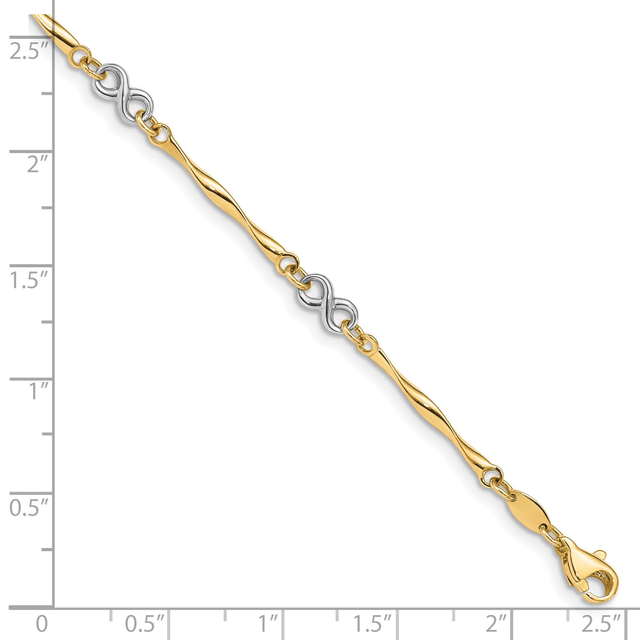 7.5 Inch 14K Two-Tone Polished Infinity Bracelet