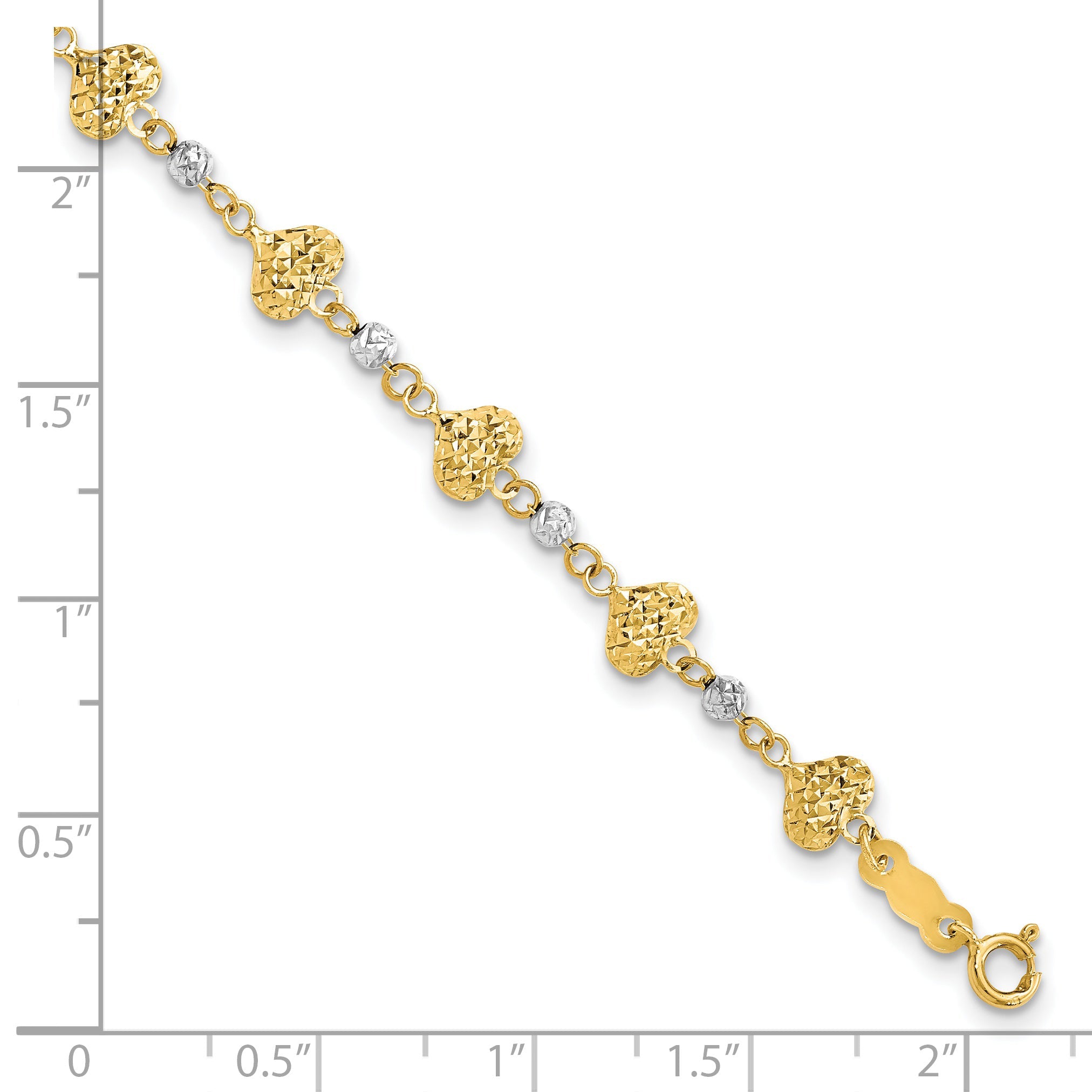 14K Two-Tone Two Tone D/C Heart Link Bracelet
