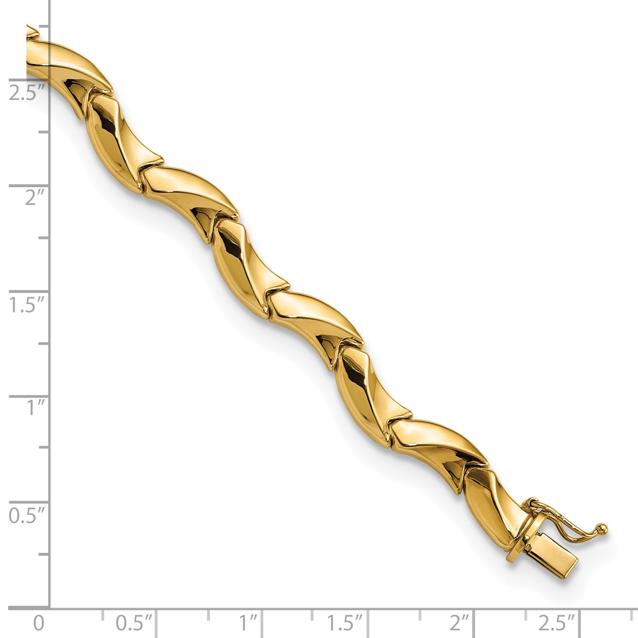 7.5 Inch 14K Polished Fancy Wavy Link Bracelet