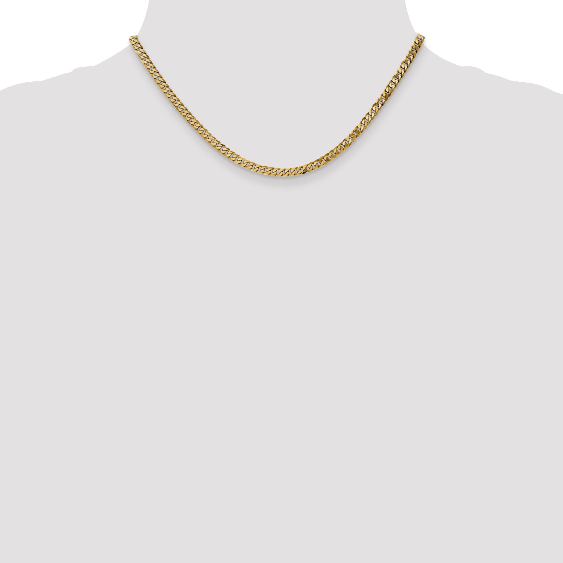 14K Yellow Gold 16 Inch 3.9mm Flat Beveled Curb With Lobster Clasp Chain Necklace