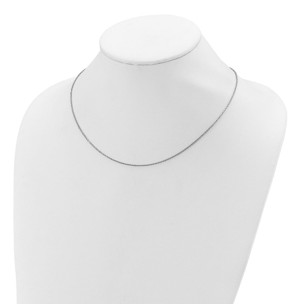 18 Inch Sterling Silver Ss Rh Plate Polish/Dia Cut 1.45mm Cable 1In+1In Adjustable Chain Necklace