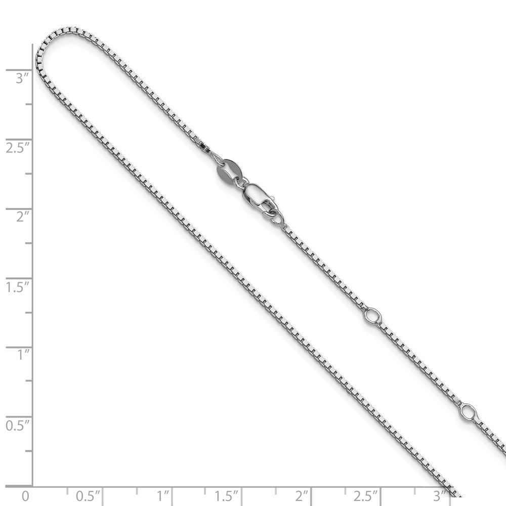 18 Inch Sterling Silver Ss Rh Plated 1.2mm Box 1In+1In Adjustable Chain Necklace