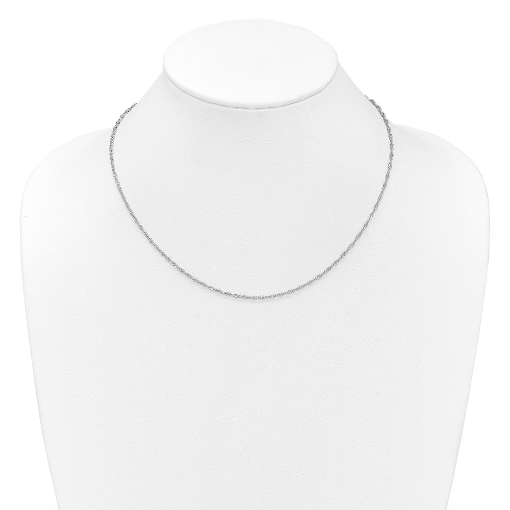 18 Inch Sterling Silver Rh Plated 2mm Singapore 1In+1In Adjustable Chain Necklace