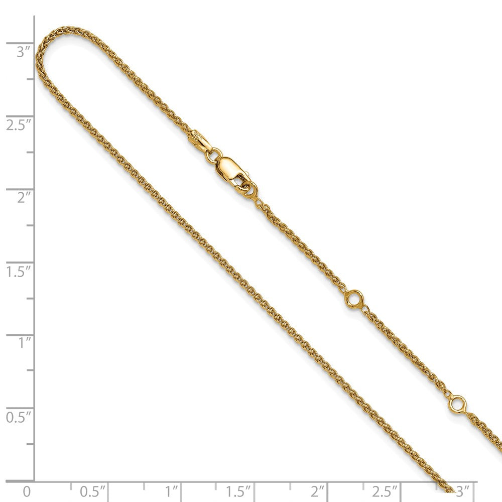 18 Inch Gold Plated Sterling Silver 1.5mm Spiga 1In+1In Adjustable Chain Necklace