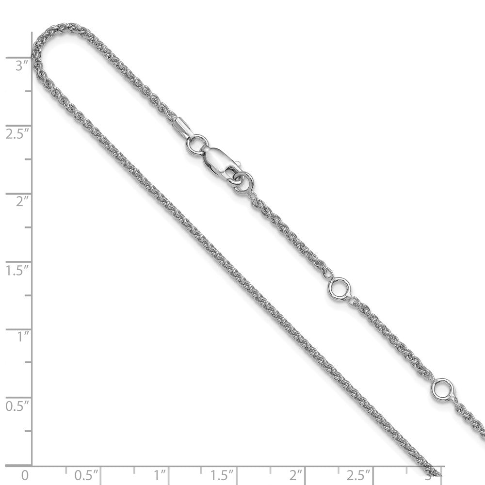 18 Inch Sterling Silver Rh Plated 1.6mm Spiga 1In+1In Adjustable Chain Necklace