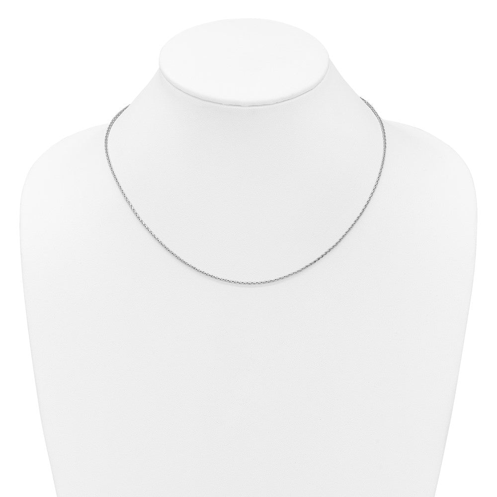 18 Inch Sterling Silver Rh Plt 1.6mm D/C Spiga 1In+1In Adjustable Chain Necklace