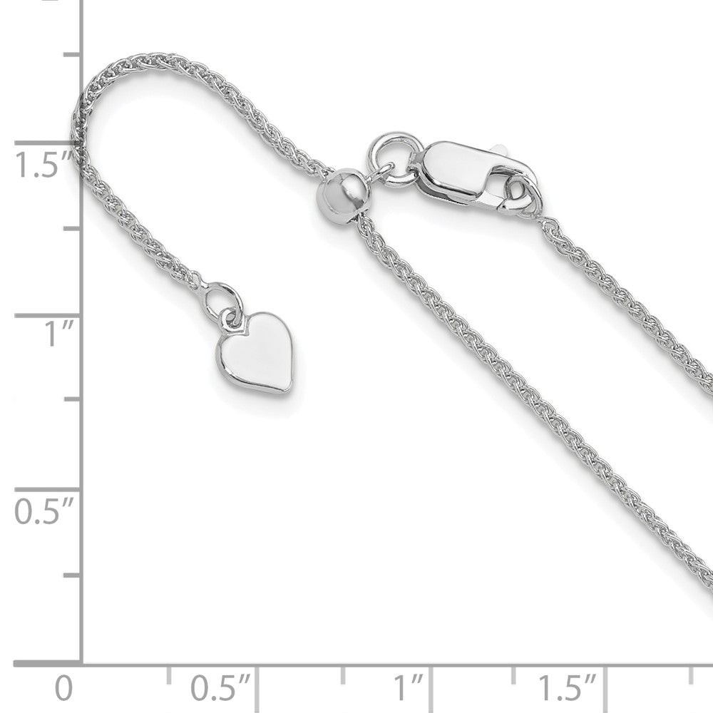 36 Inch Sterling Silver Rh Plated Adjustable 1.3mm Spiga Chain Necklace