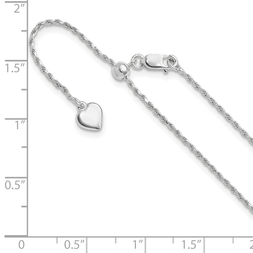 22 Inch Sterling Silver Adjustable 1.2mm D/C Rope Chain Necklace