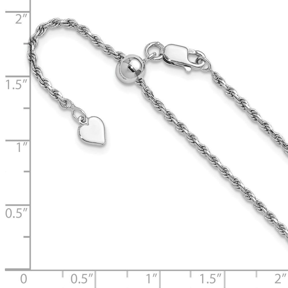 30 Inch Sterling Silver Adjustable 2mm D/C Rope Chain Necklace