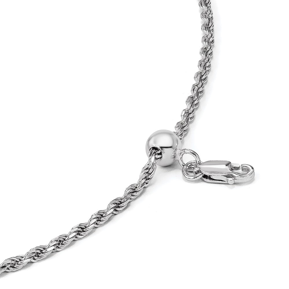 22 Inch Sterling Silver Adjustable 2mm D/C Rope Chain Necklace