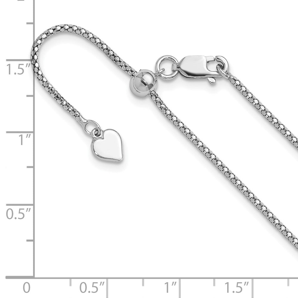 22 Inch Sterling Silver Adjustable 1.4mm Popcorn Chain Necklace