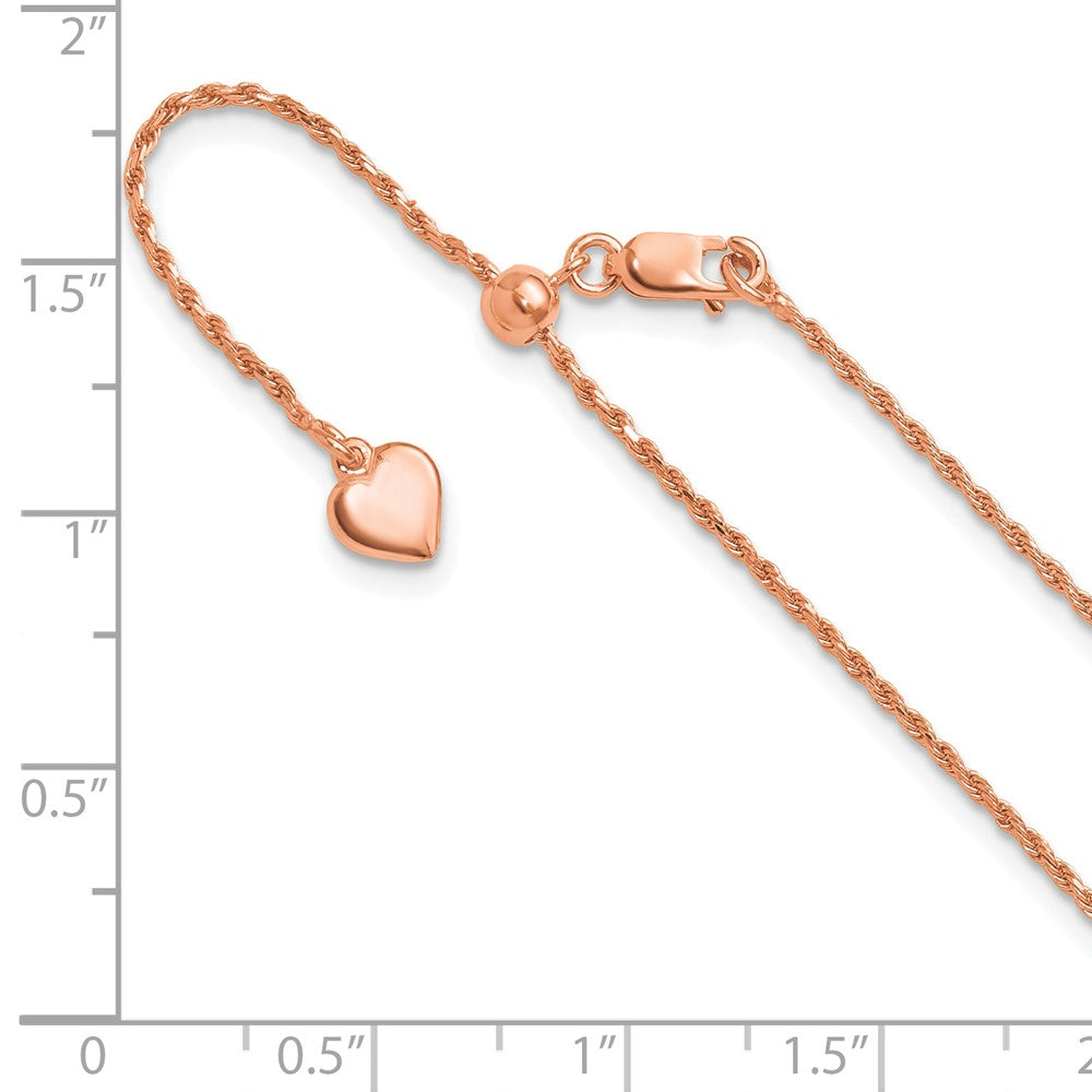 30 Inch Sterling Silver Rose Gold-Plated Adjustable 1.2mm D/C Rope Chain Necklace