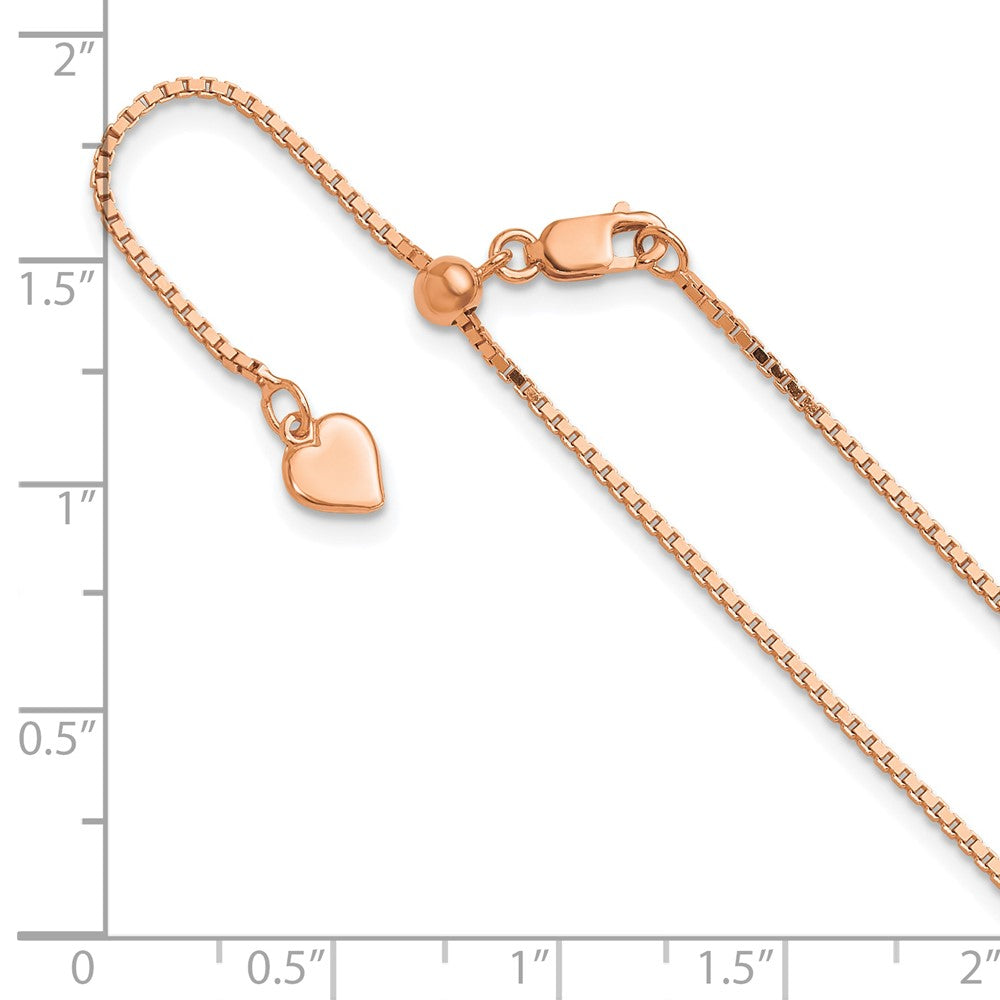 22 Inch Sterling Silver Rose Gold-Plated Adjustable 1.1mm Box Chain Necklace