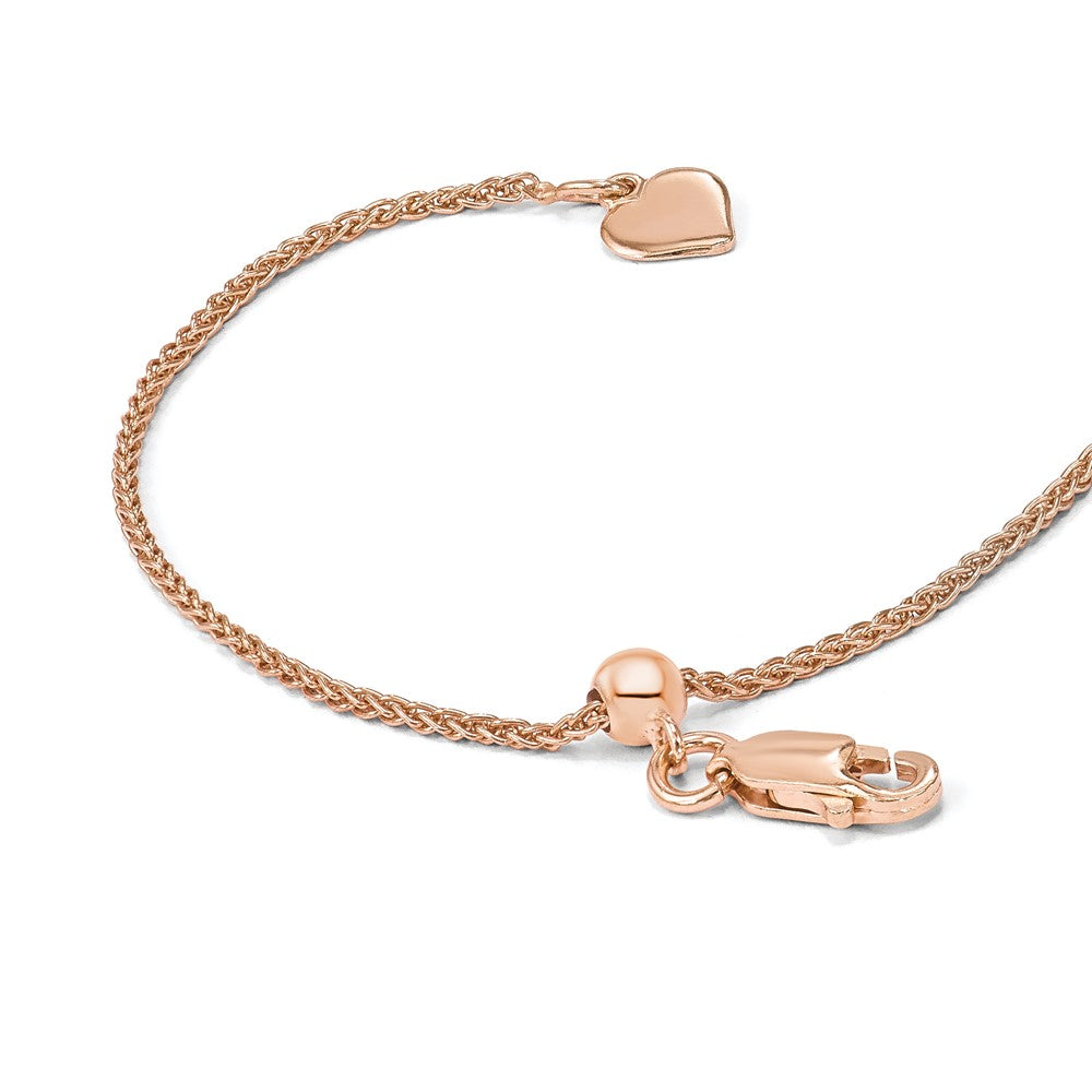 22 Inch Sterling Silver Adjustable Rose Gold-Plated 1.3mm Spiga Chain Necklace