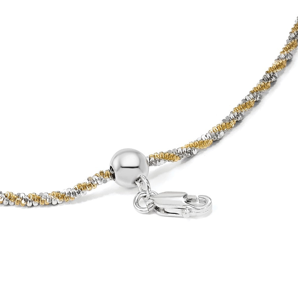 22 Inch Sterling Silver W/Gold-Tone Adjustable 2mm Cyclone Chain Necklace