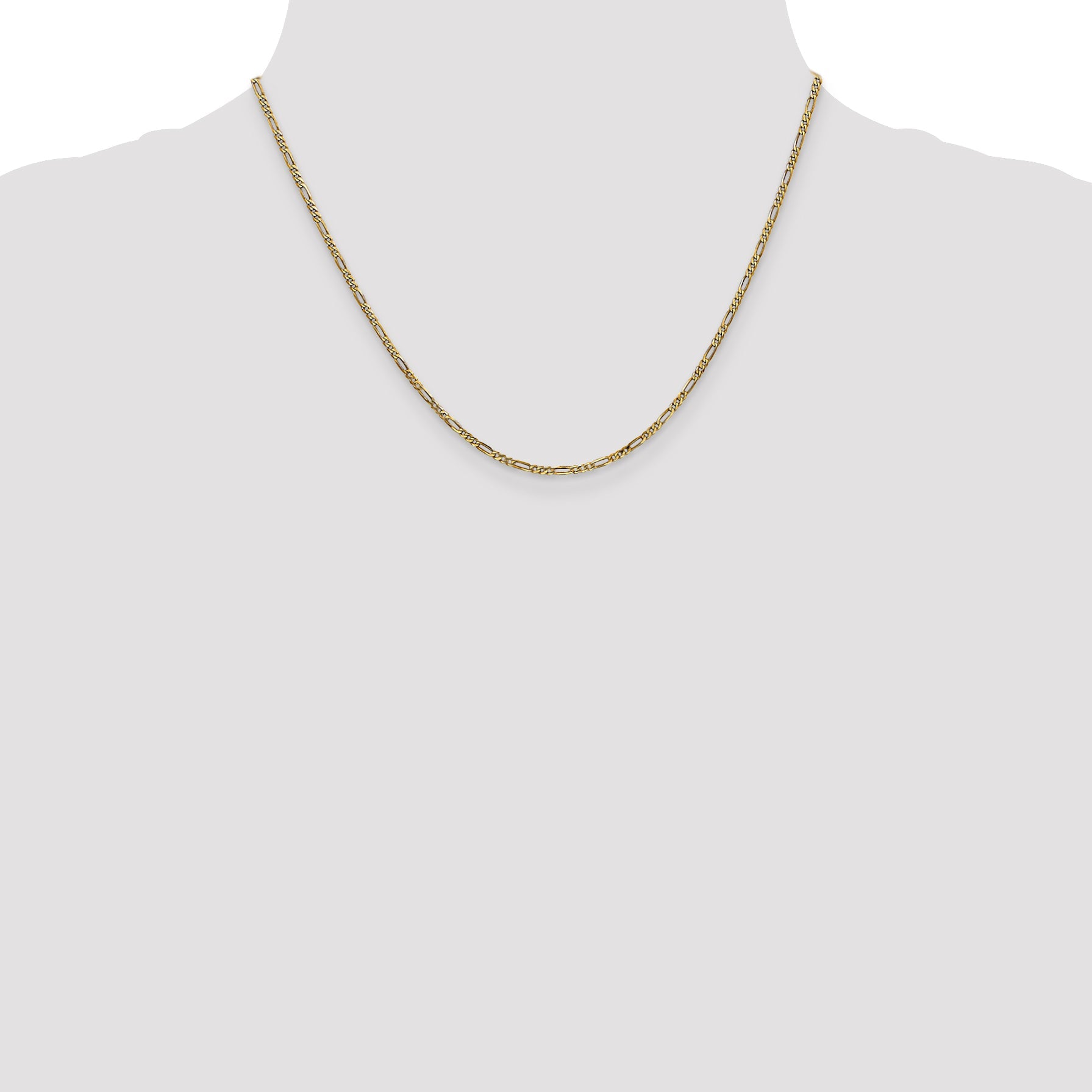 14K Yellow Gold 18 Inch 1.8mm Flat Figaro With Lobster Clasp Chain Necklace