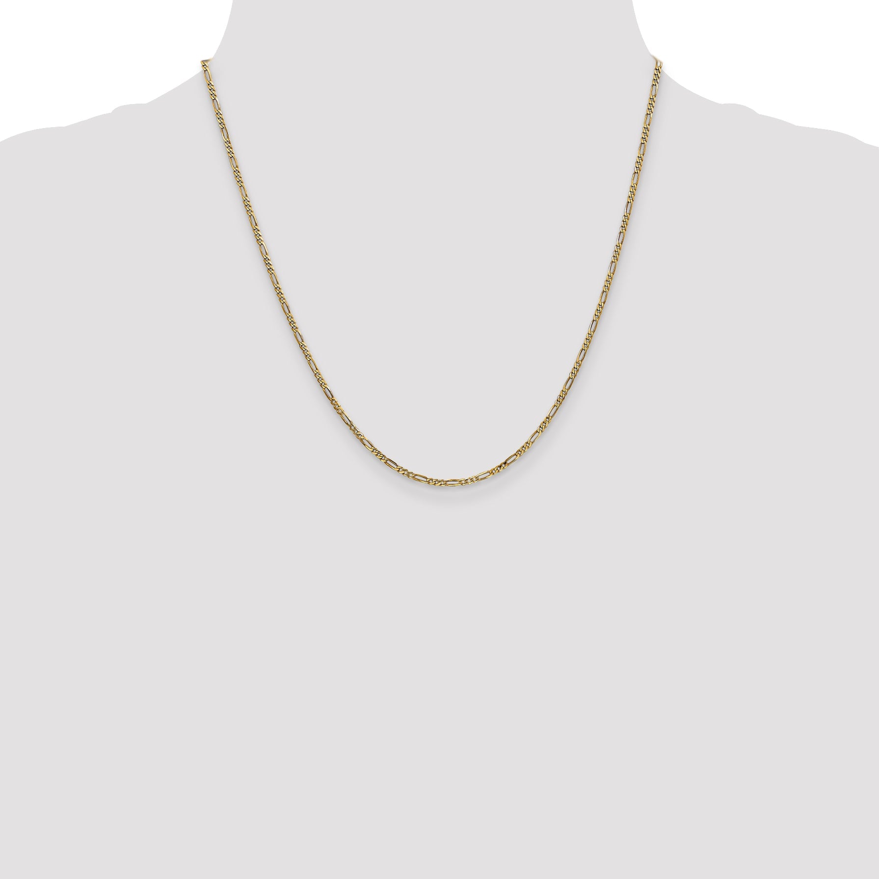14K Yellow Gold 20 Inch 1.8mm Flat Figaro With Lobster Clasp Chain Necklace