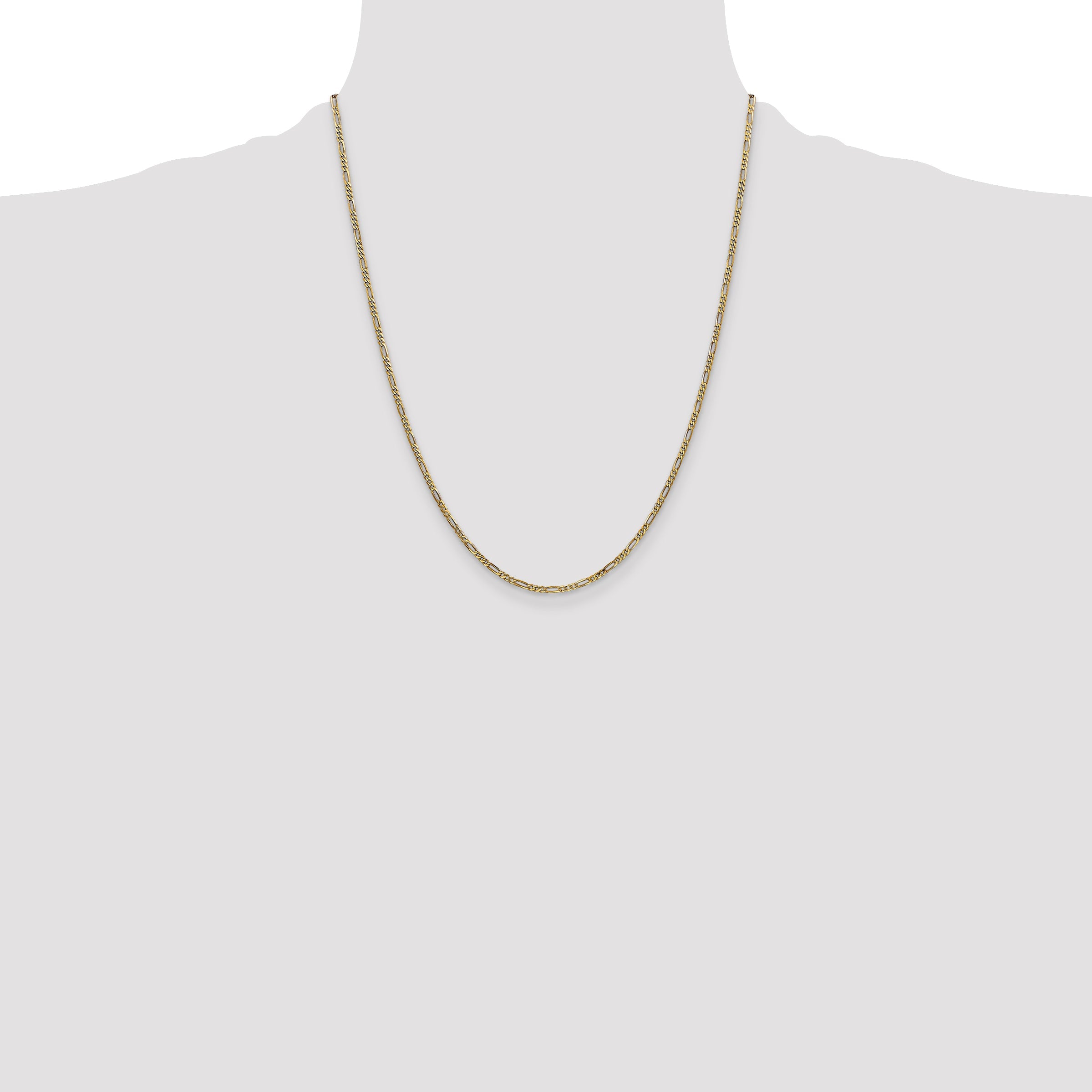 14K Yellow Gold 22 Inch 1.8mm Flat Figaro With Lobster Clasp Chain Necklace