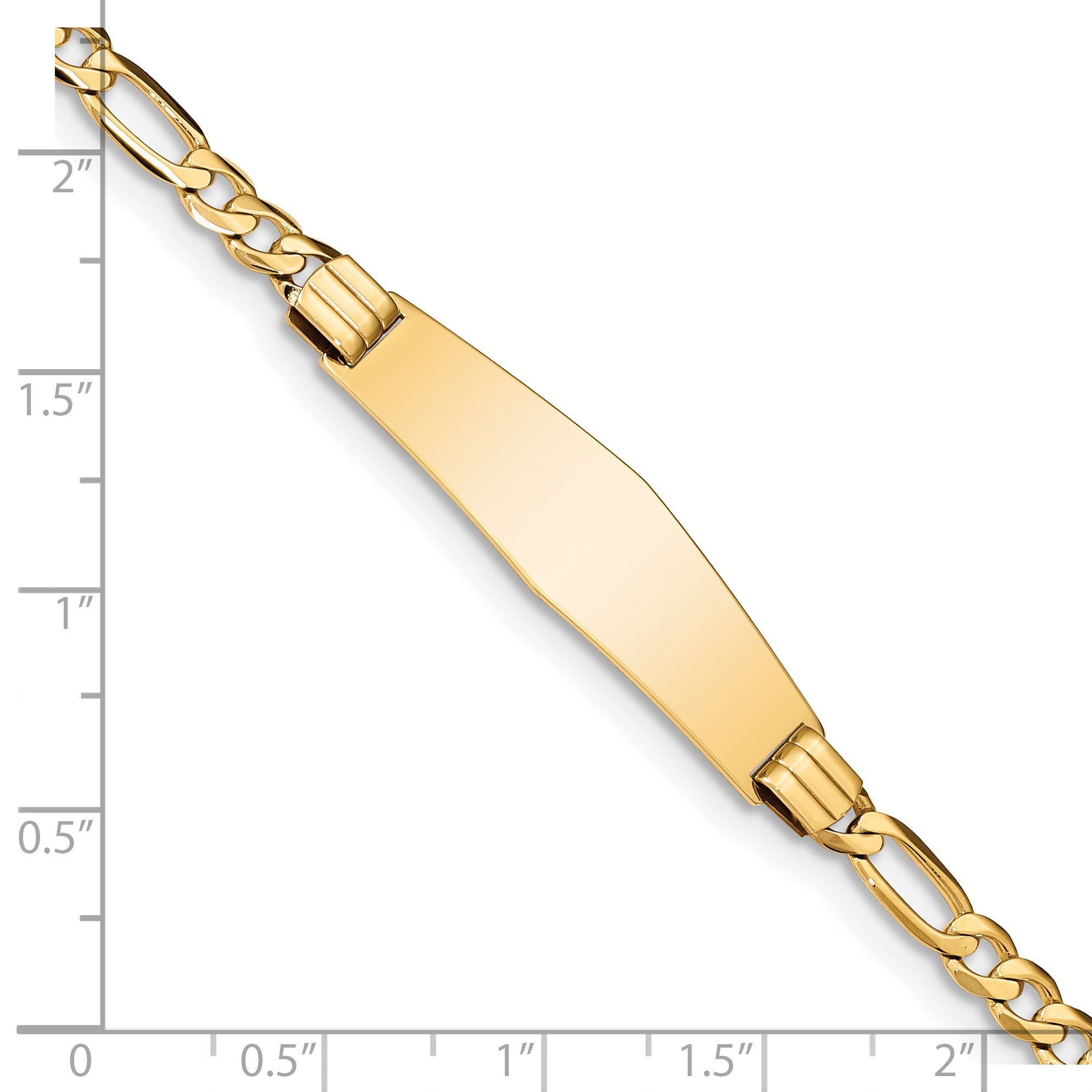 8 Inch 14K Figaro Soft Diamond Shape Id Bracelet