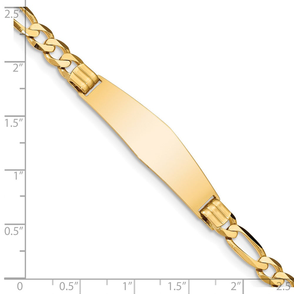 8 Inch 14K Figaro Soft Diamond Shape Id Bracelet