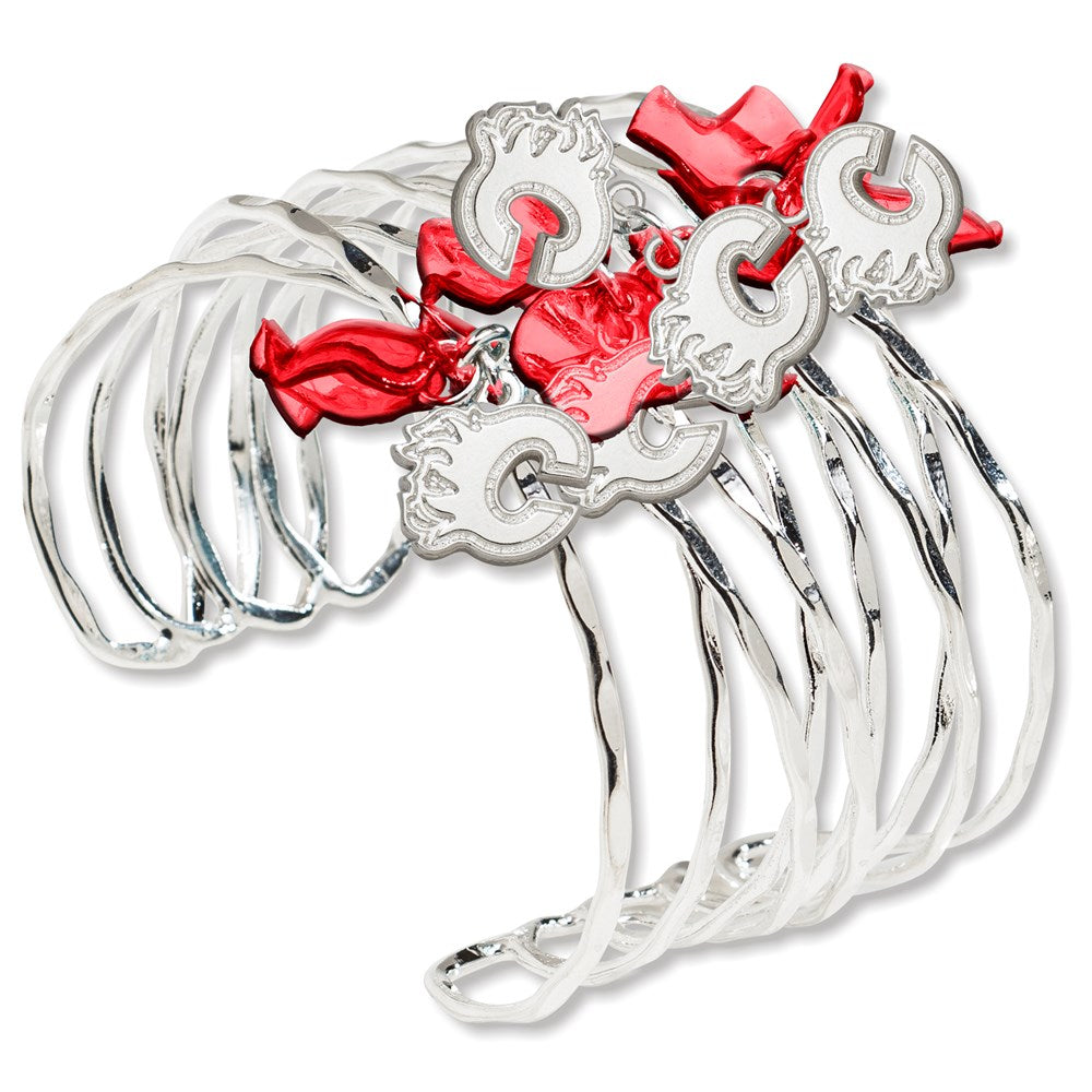 Brass/White Calgary Flames Celebration Cuff Bracelet