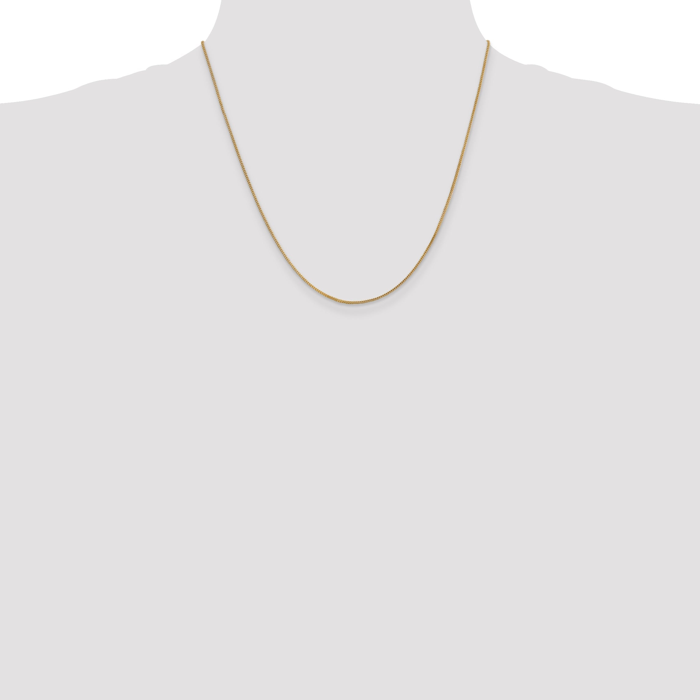 14K Yellow Gold 20 Inch .9mm Franco With Lobster Clasp Chain Necklace