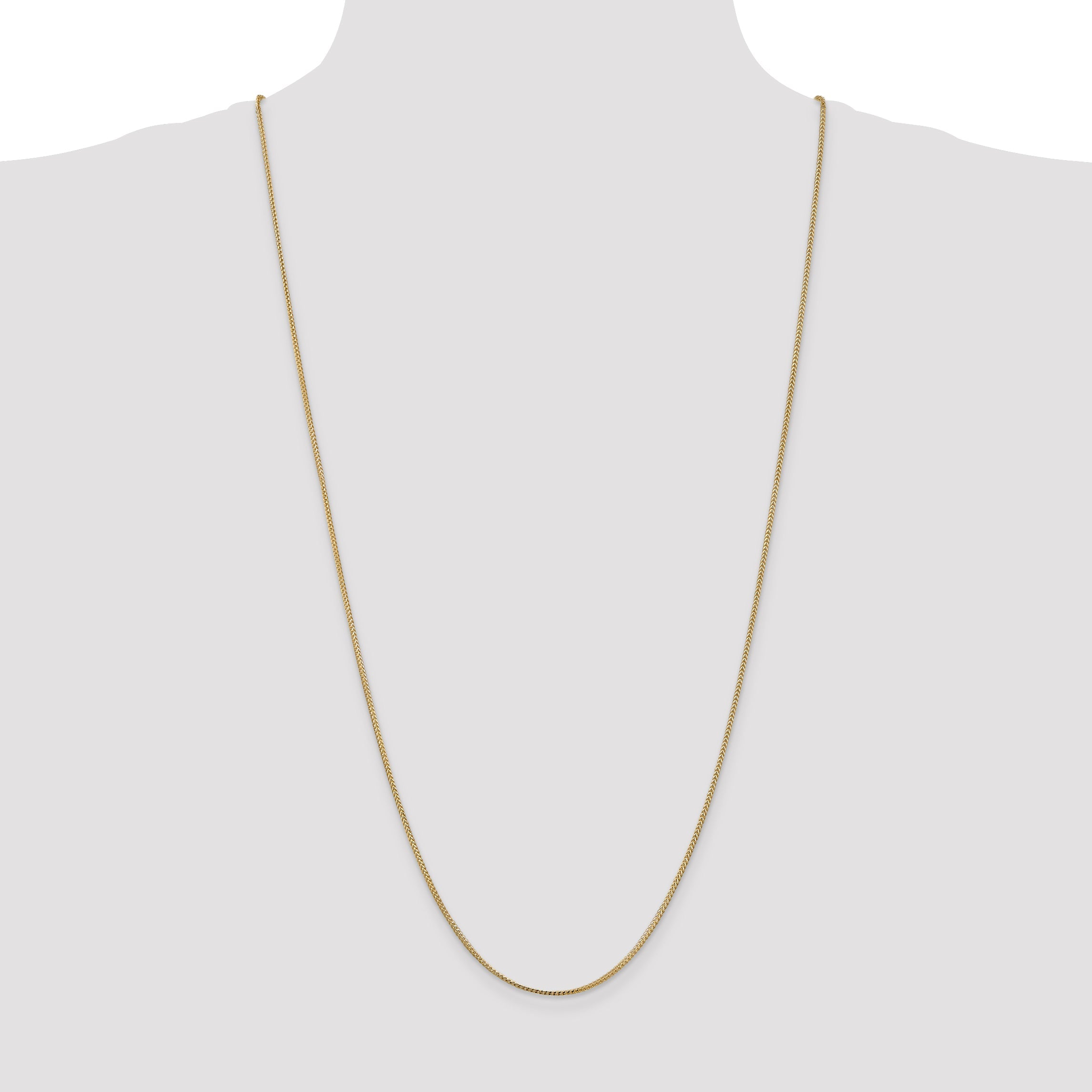 14K Yellow Gold 30 Inch 1mm Franco With Lobster Clasp Chain Necklace