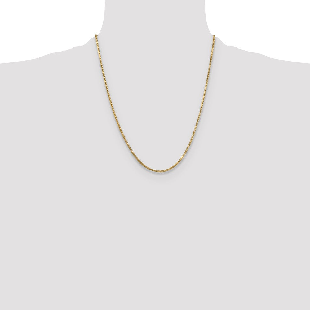 14K Yellow Gold 22 Inch 1.3mm Franco With Lobster Clasp Chain Necklace