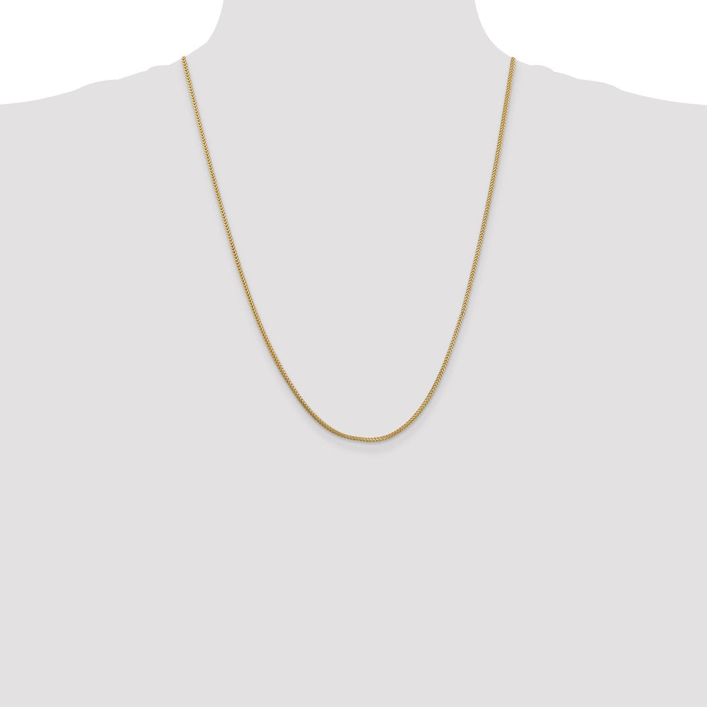 14K Yellow Gold 24 Inch 1.3mm Franco With Lobster Clasp Chain Necklace