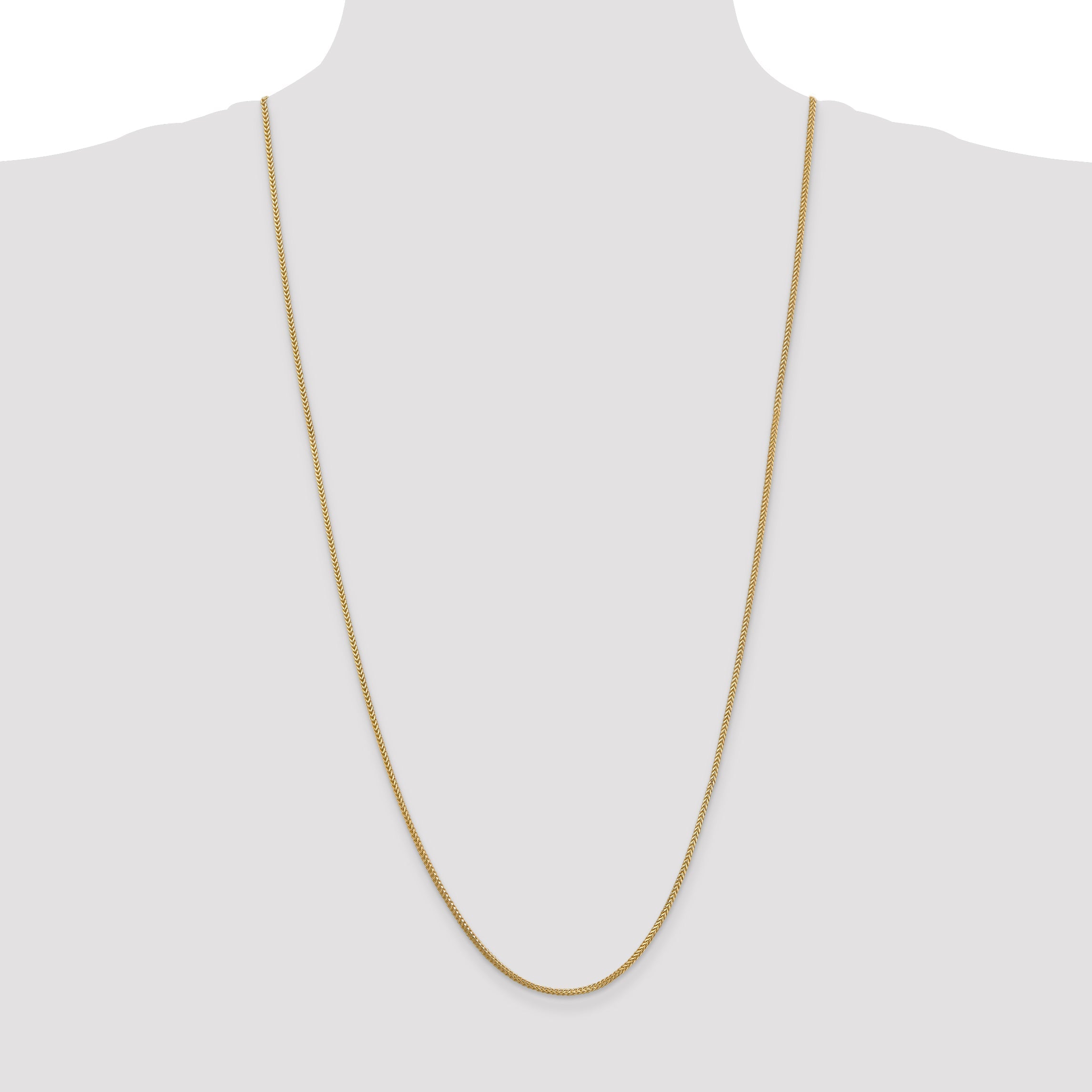 14K Yellow Gold 30 Inch 1.3mm Franco With Lobster Clasp Chain Necklace