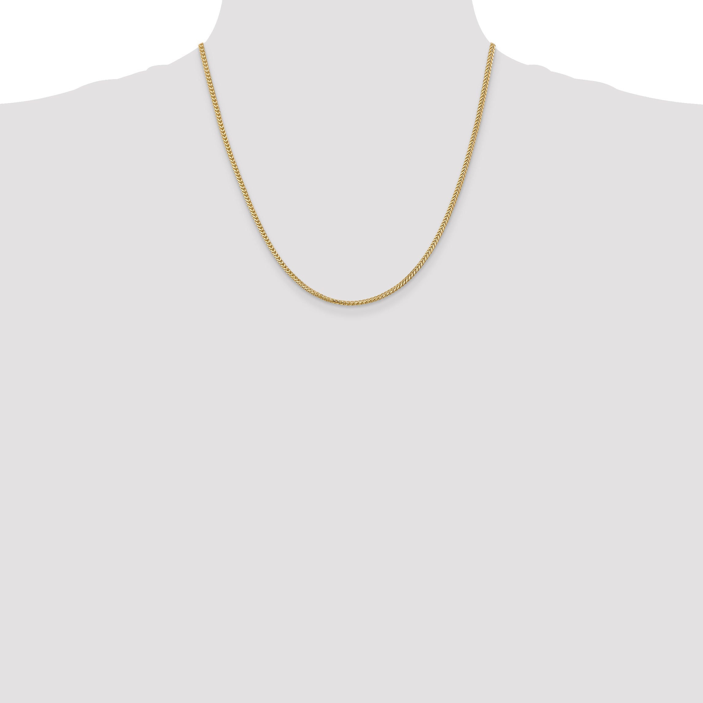 14K Yellow Gold 20 Inch 2mm Franco With Lobster Clasp Chain Necklace