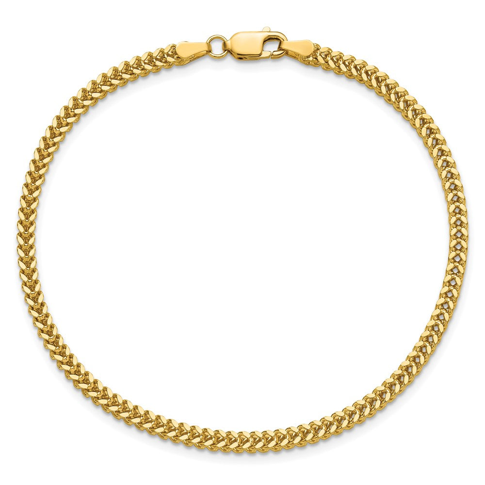 14K Yellow Gold 8 Inch 2.3mm Franco With Lobster Clasp Bracelet