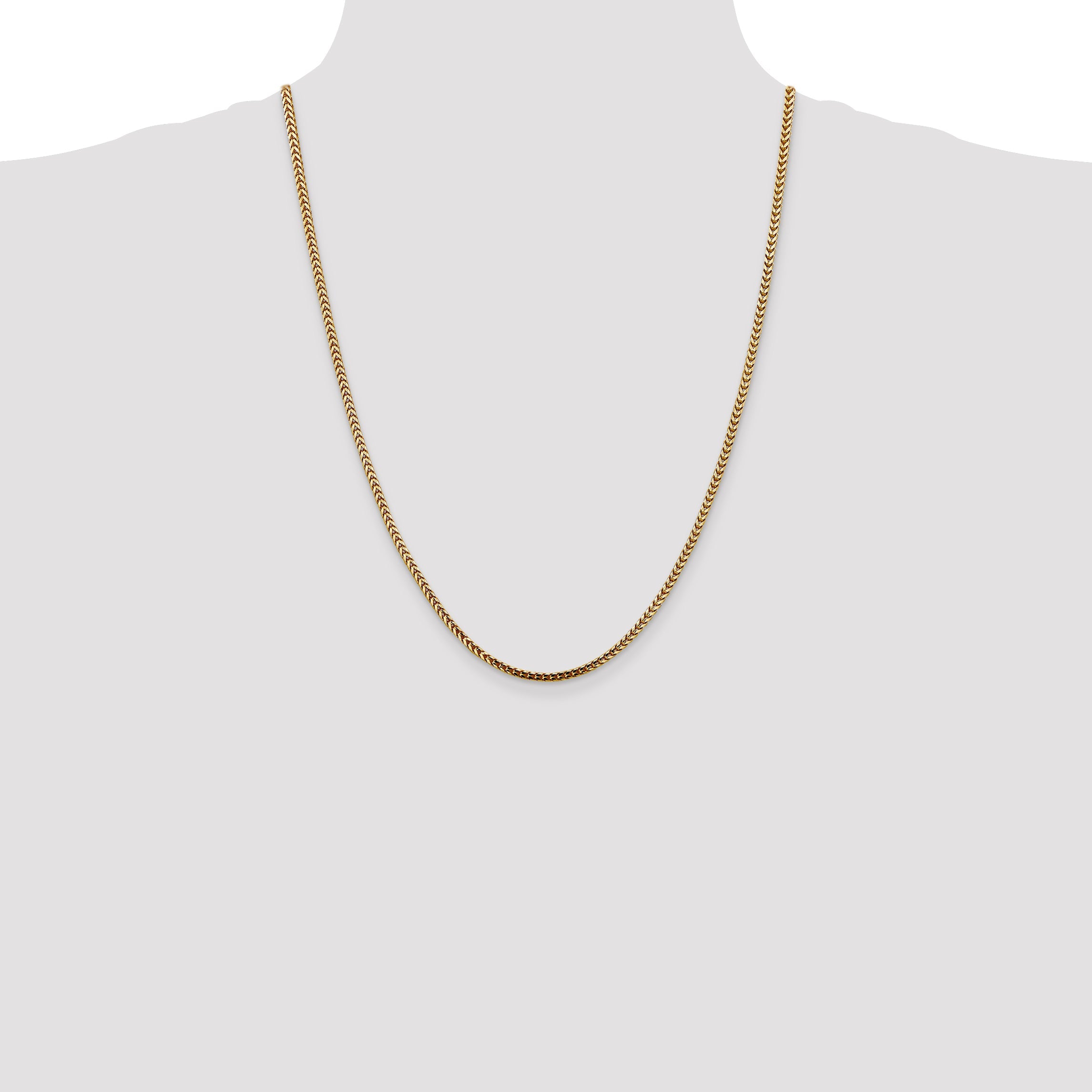 14K Yellow Gold 24 Inch 2.5mm Franco With Lobster Clasp Chain Necklace