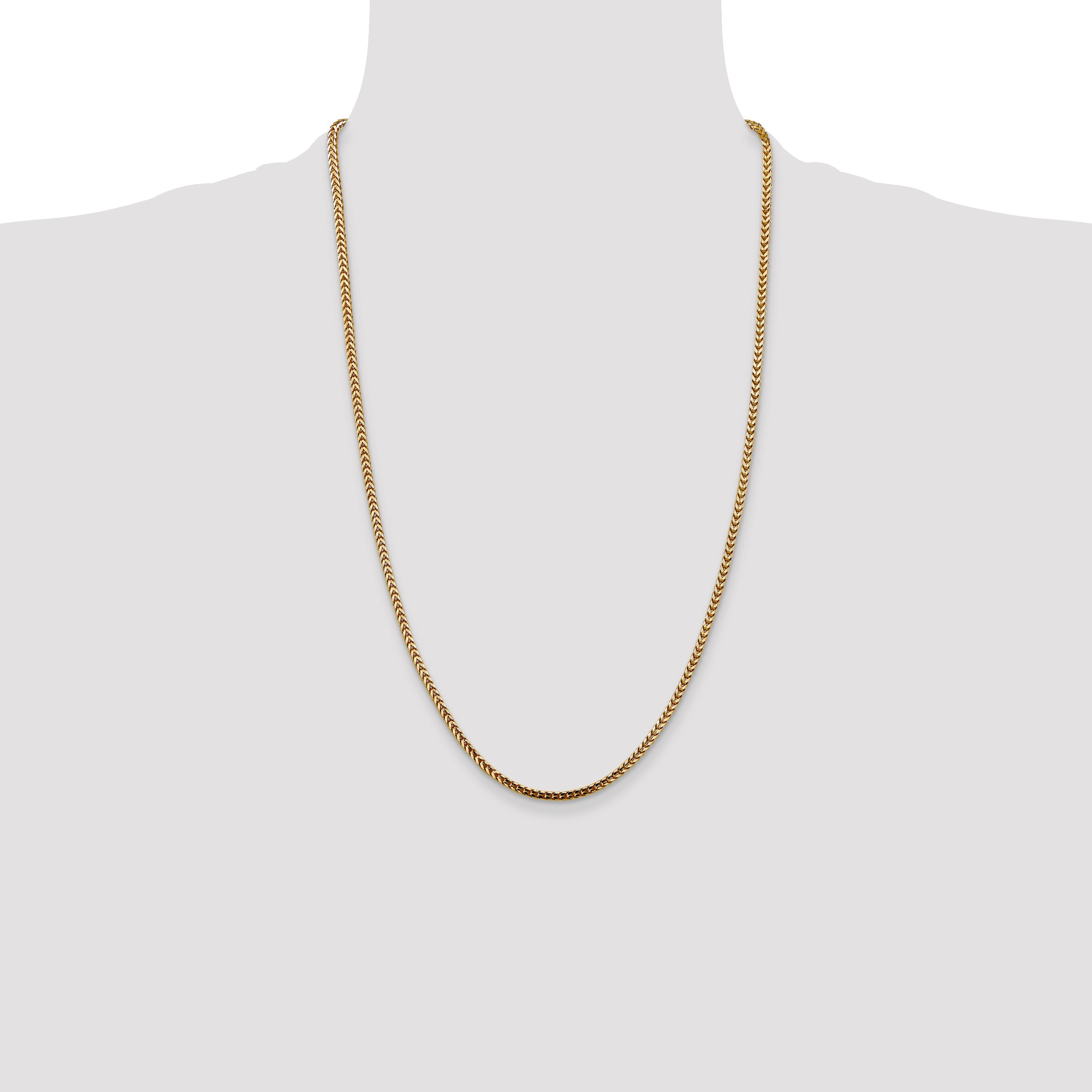 14K Yellow Gold 26 Inch 2.5mm Franco With Lobster Clasp Chain Necklace