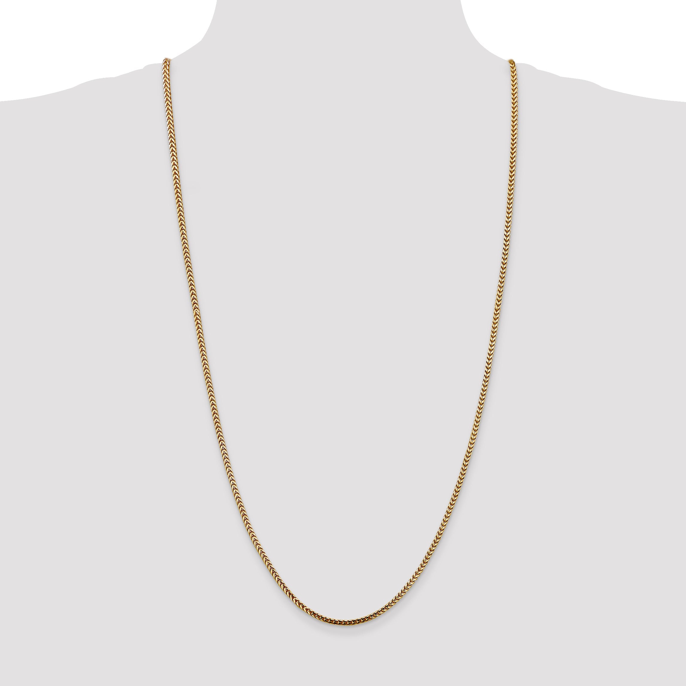 14K Yellow Gold 30 Inch 2.5mm Franco With Lobster Clasp Chain Necklace