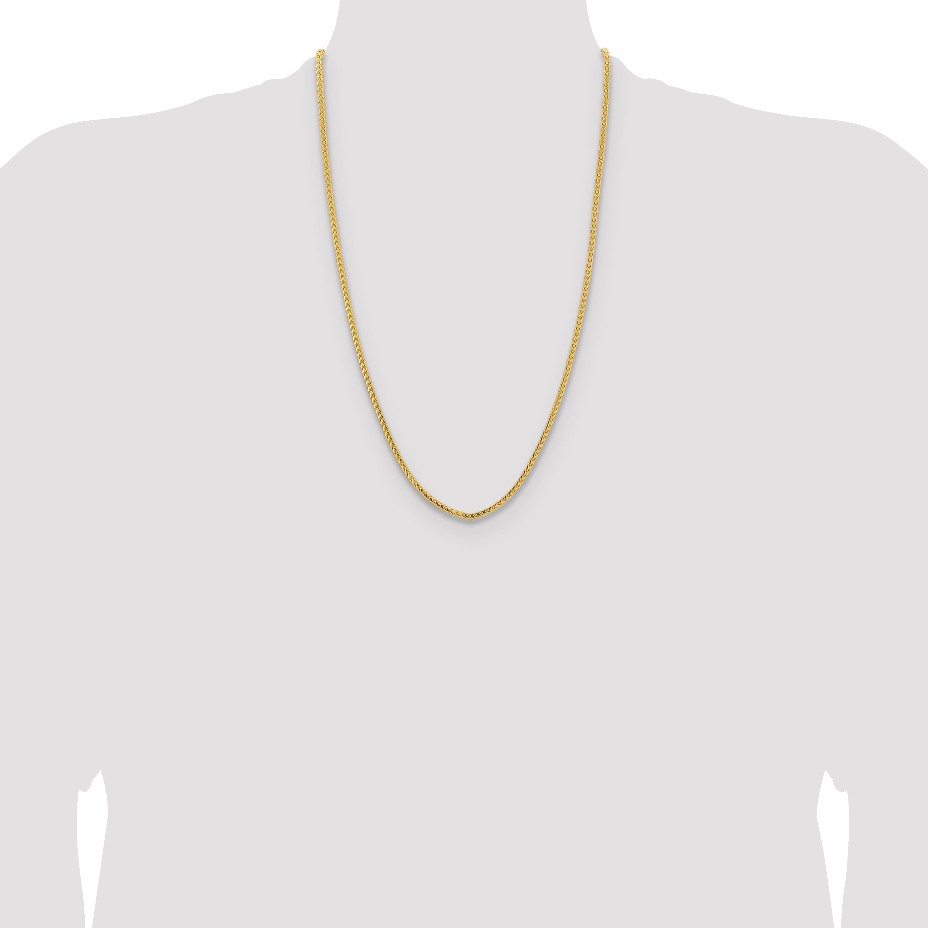 14K Yellow Gold 26 Inch 3mm Franco With Fancy Lobster Clasp Chain Necklace