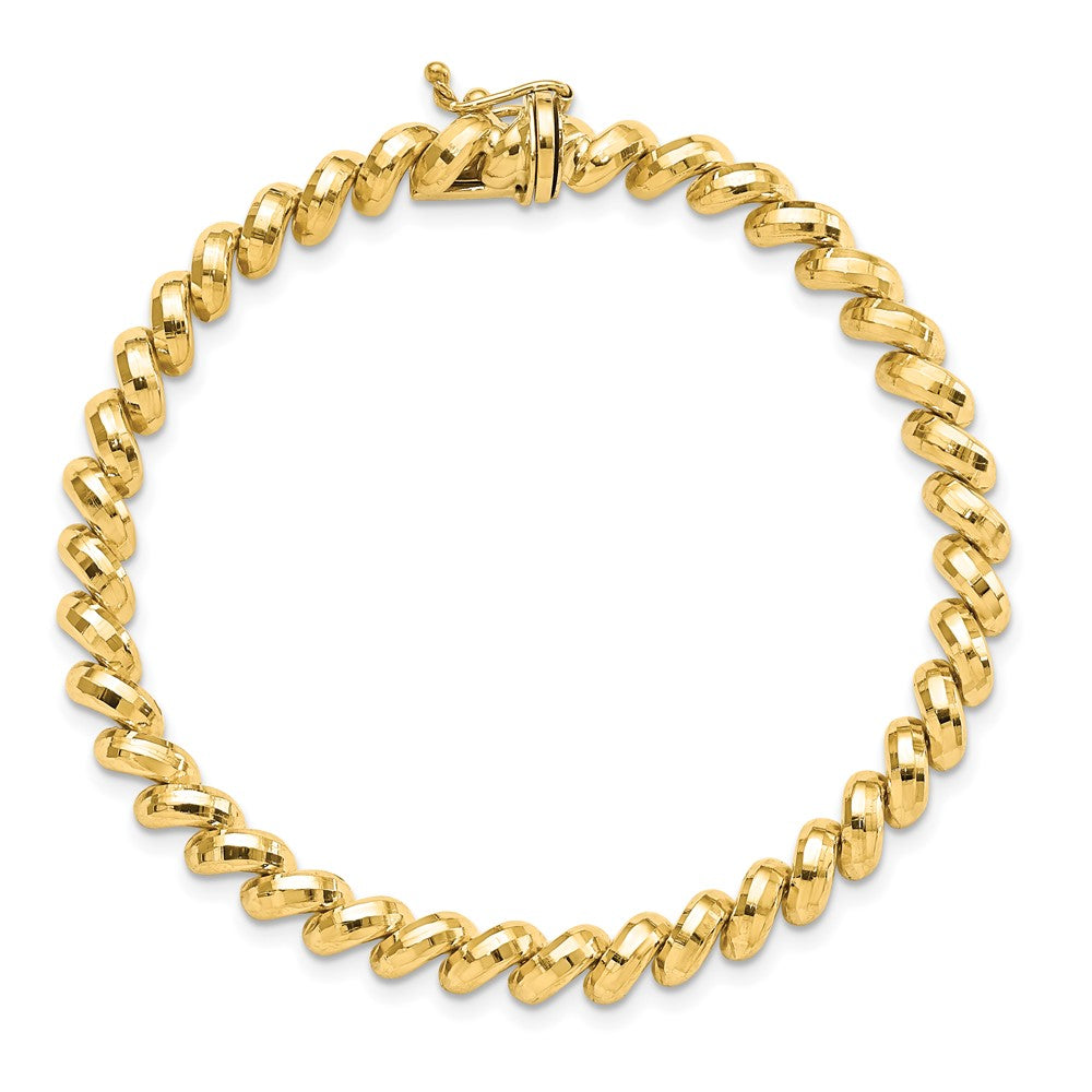 14K Yellow Gold Faceted 5mm 7 Inch San Marco Bracelet