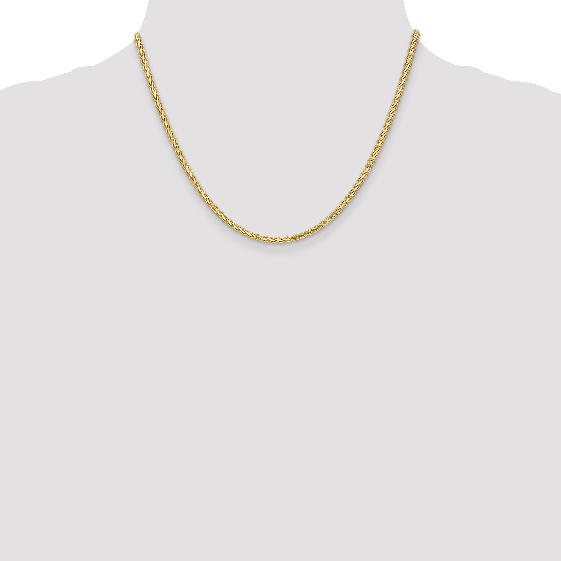 14K Yellow Gold 18 Inch 2.8mm Flat Wheat With Lobster Clasp Chain Necklace
