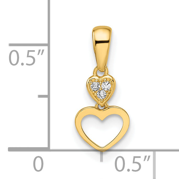 14k Yellow Gold 14k Madi K CZ Hearts Dangle Pendant
