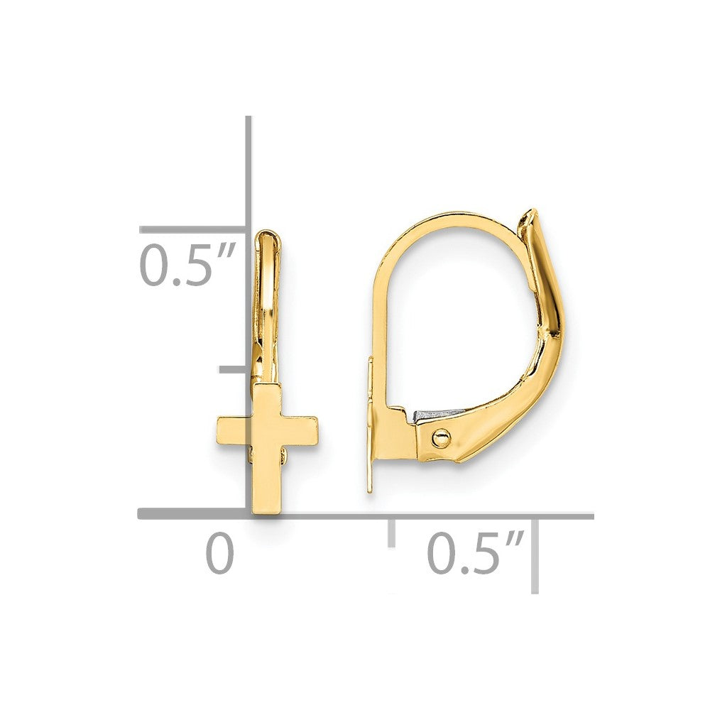 14K Yellow Gold Madi K Polished Cross Leverback Earrings