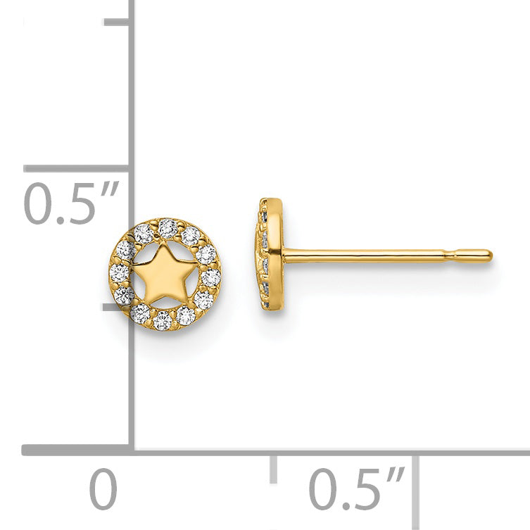 14K Yellow Gold Madi K Cz Star Post Earrings